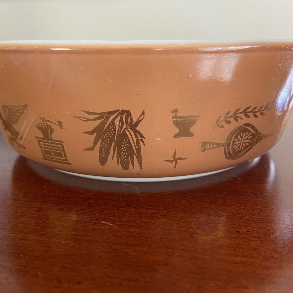 Vintage 60's Pyrex Federal Eagle 471 Brown Oval Baking  Casserole Dish 1 pint - Picture 10 of 11